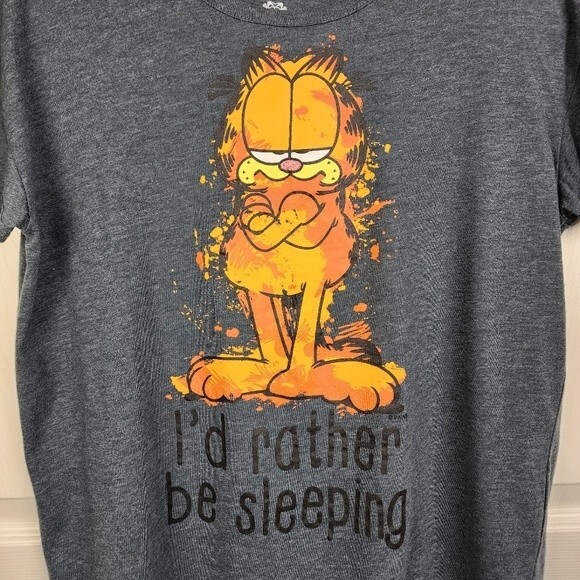 Garfield Pajama T-Shirt Camisole I'd Rather Be Sleeping Cotton Blend Nightgown M - Picture 14 of 14